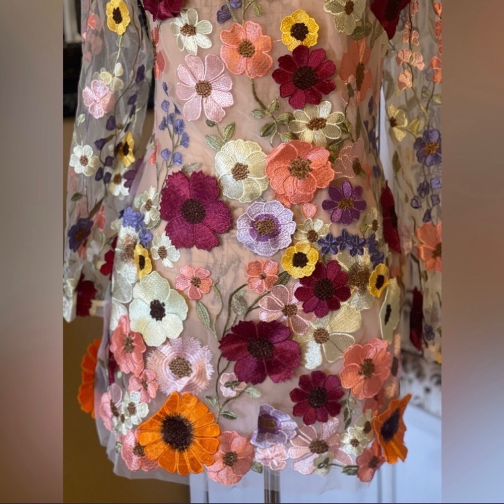 Embroidered Flowers Bell Skirt Mini Dress, Designed With Luxury in Mind, 5⭐️ - Picture 14 of 17